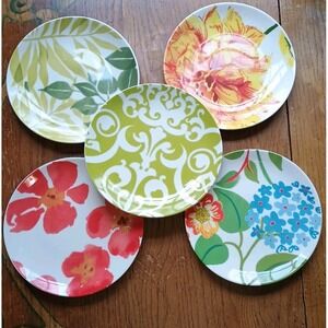 Pottery Barn 8" Graphic Garden Salad Dessert Plates Set of 5